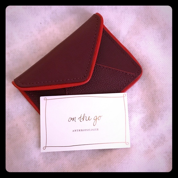 Anthropologie Accessories - new Anthropologie card holder leather red maroon